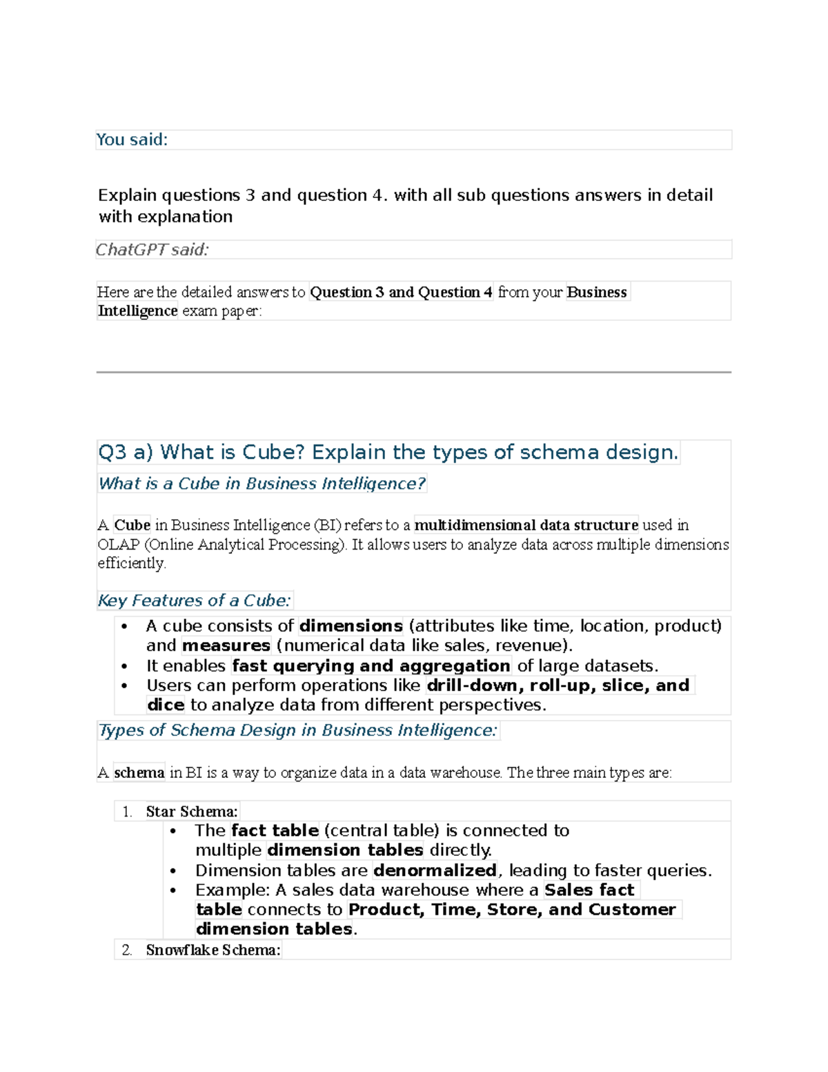 BI questions 3 and 4 detailed answers and tool explanations - Studocu