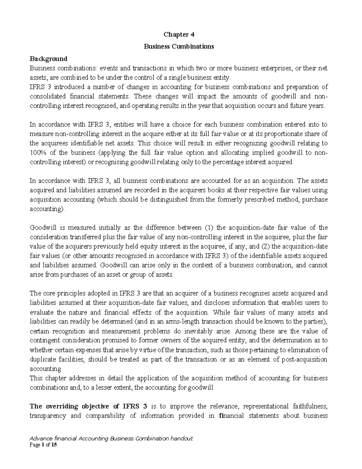Adv 2: Chapter 4 - Business Combinations and Goodwill Accounting - Studocu