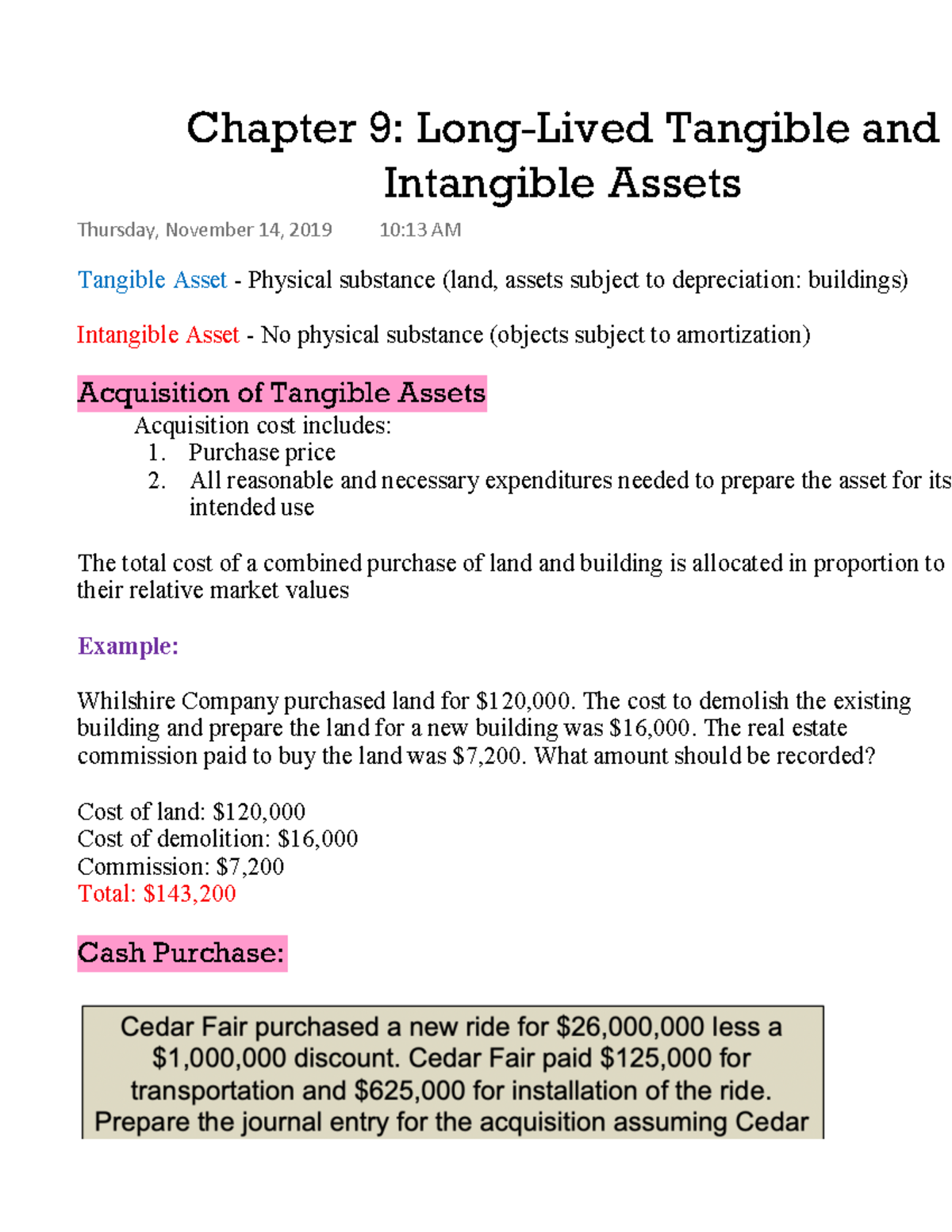 Chapter 9 Long-Lived Tangible and Intangible Assets - Warning: TT ...