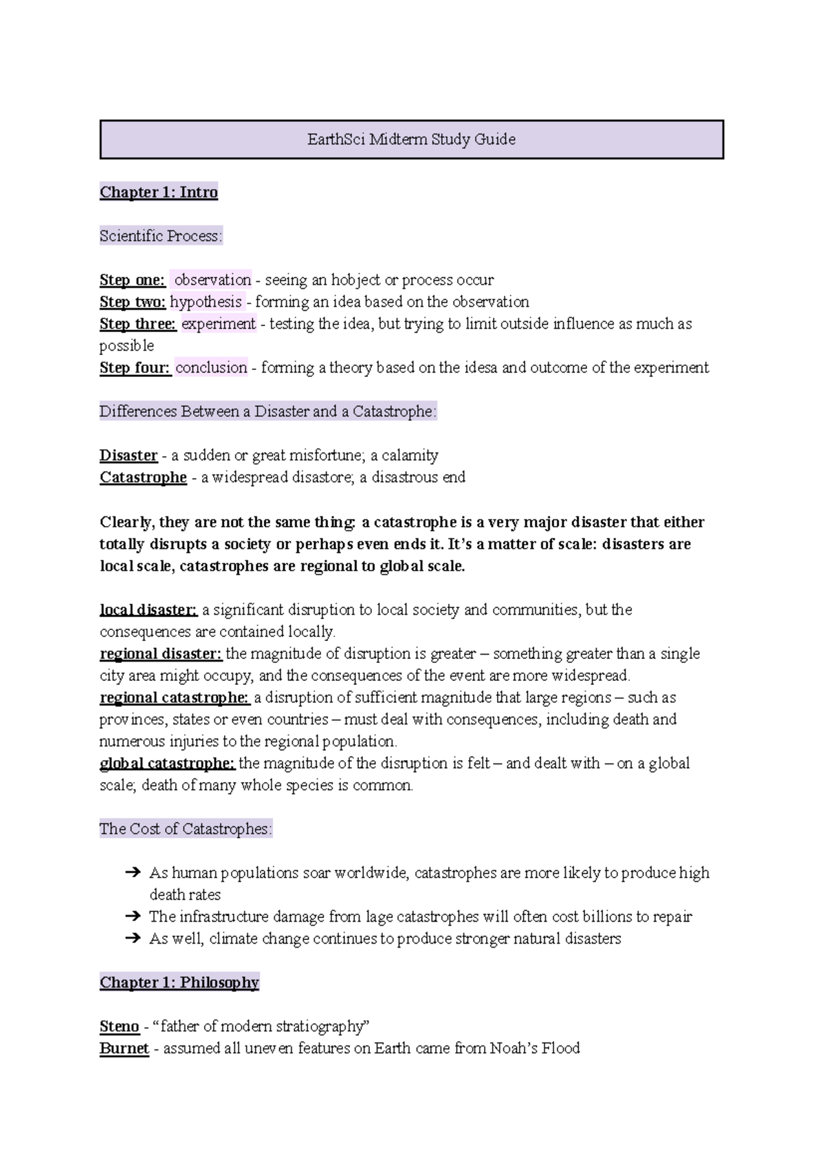 Earth Sci Midterm Study Guide - EarthSci Midterm Study Guide Chapter 1 ...