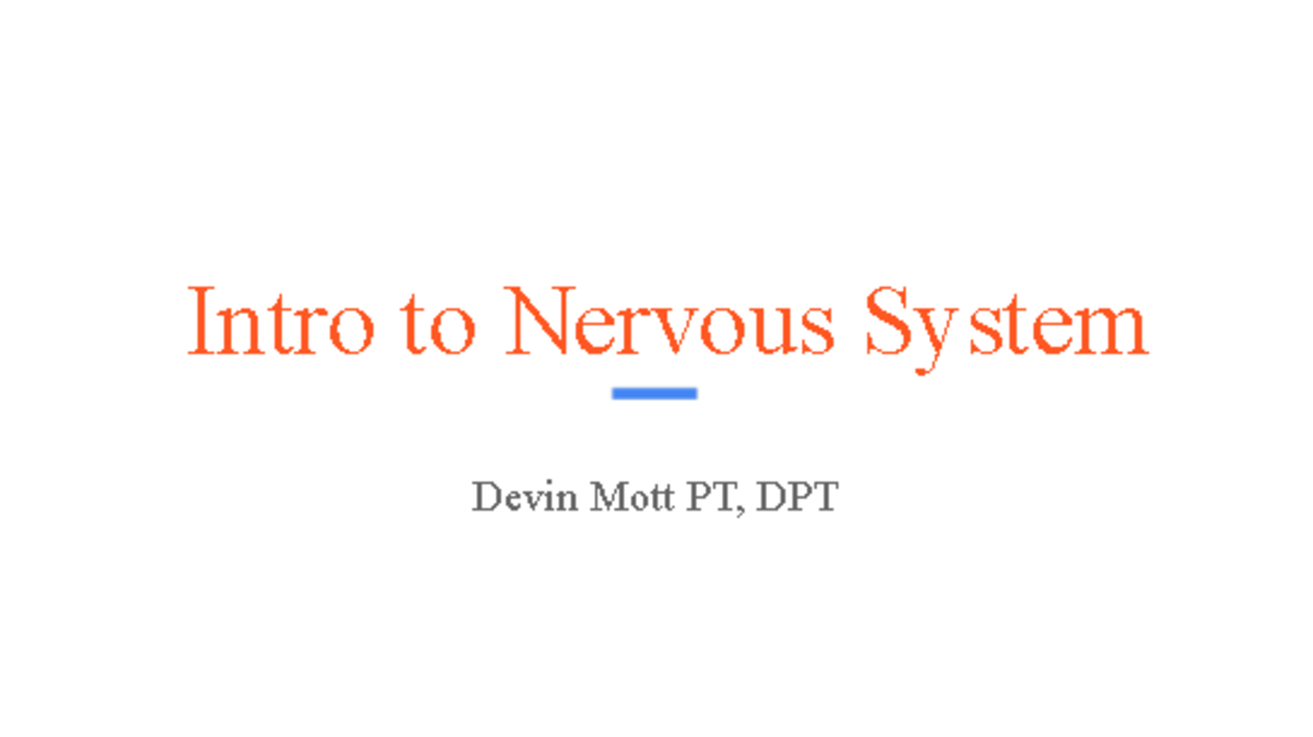 Intro to Nervous System: Structure & Function Overview (NURS 101) - Studocu