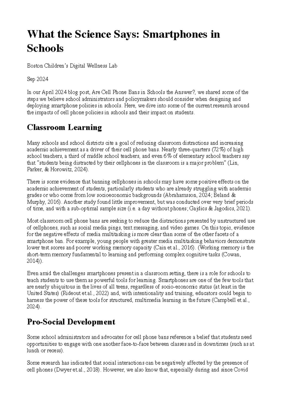 Impact of Cell Phone Policies on Students: A Review of Research ...