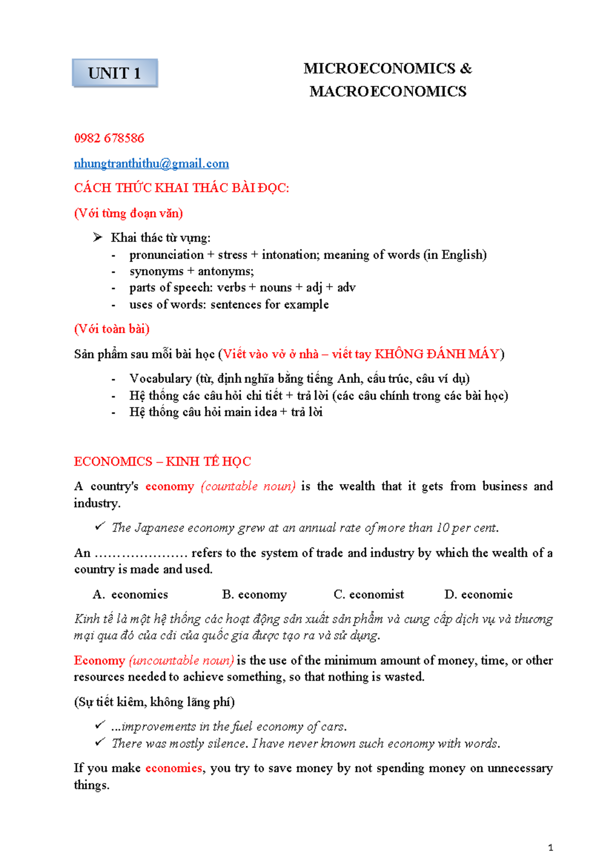 MICROECONOMICS & MACROECONOMICS UNIT 1: Key Concepts & Vocabulary - Studocu