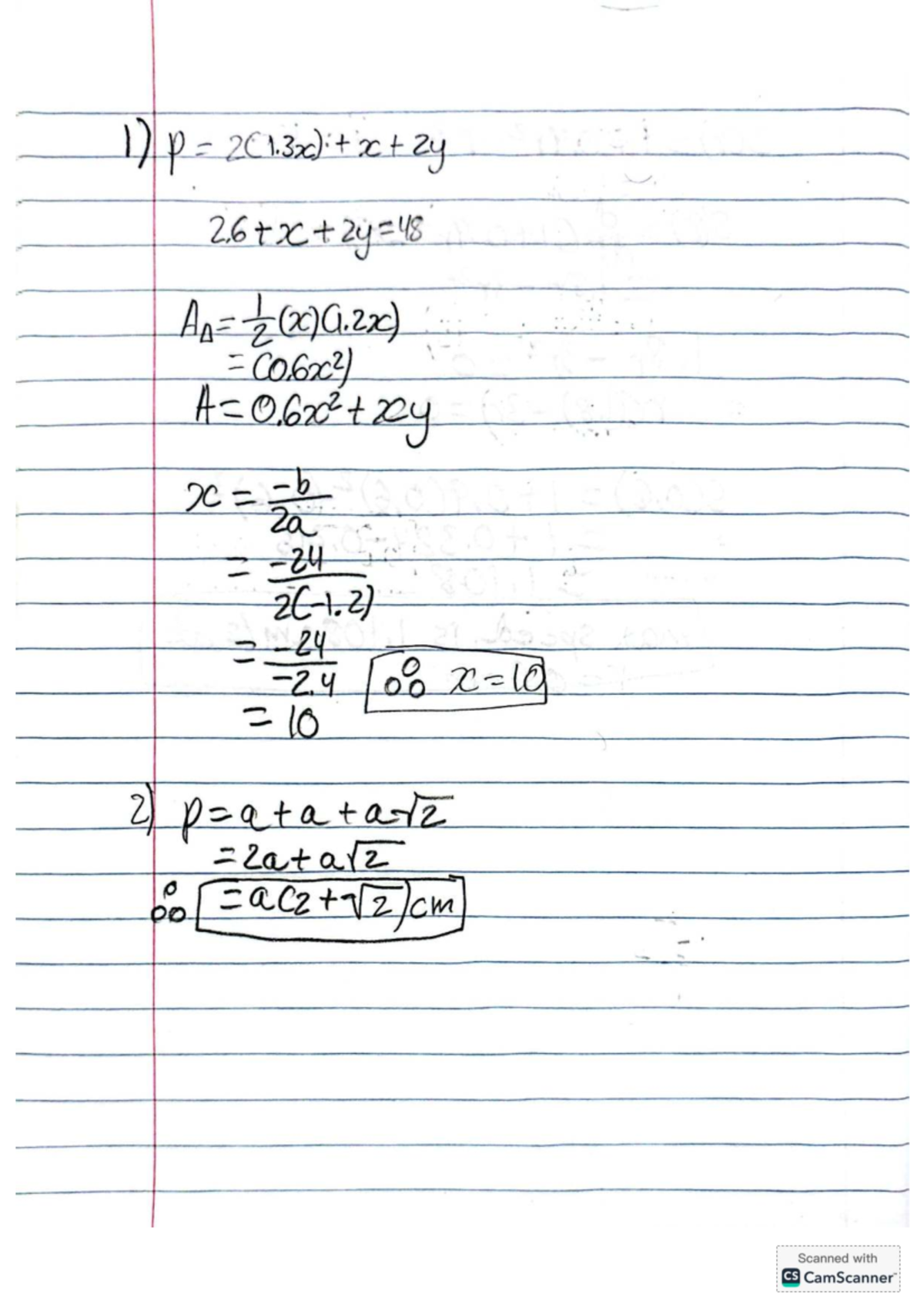 Mathematics Lecture Notes: Area Calculations and Formulas - Studocu