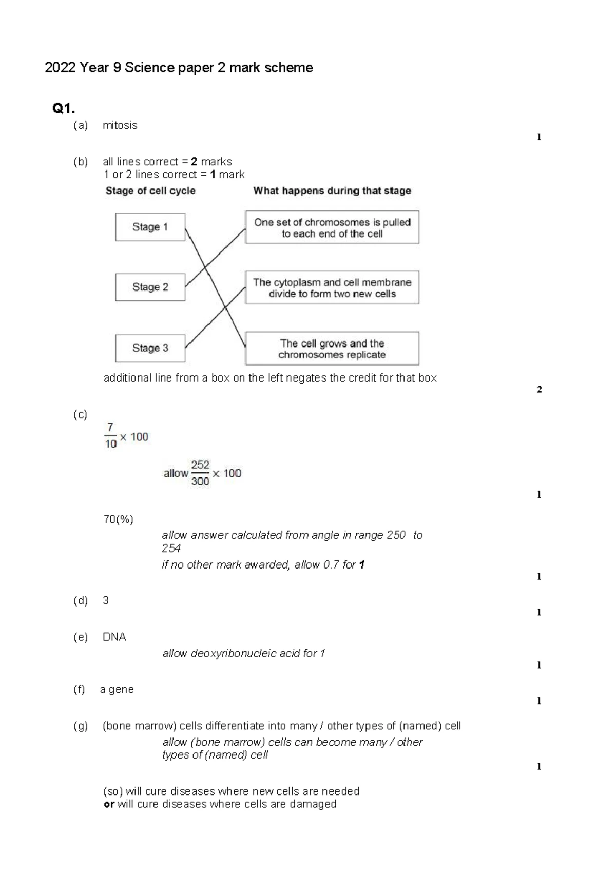Year 9 Science Paper 1 Mark Scheme 2022 - Detailed Answers and Criteria ...