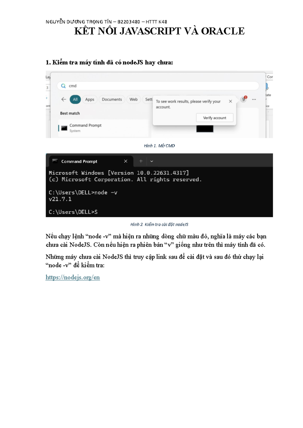 Ket noi Javascript Oracle - KẾT NỐI JAVASCRIPT VÀ ORACLE Kiểm tra máy ...