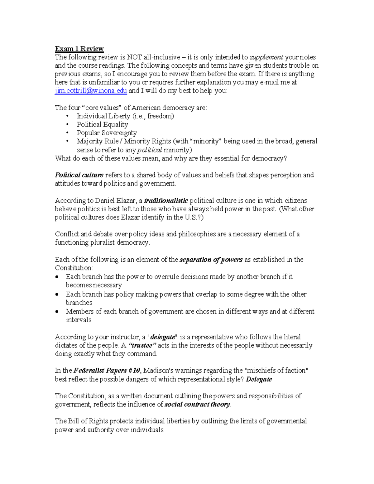 Final Exam Review: Key Concepts in American Politics (POL 101) - Studocu