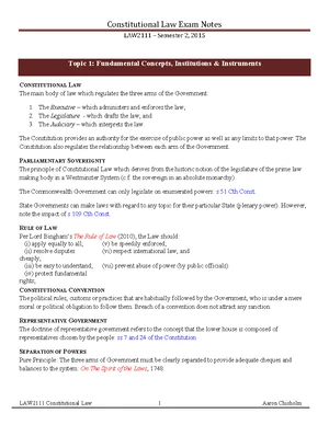 CONSTITUTIONAL LAW 101: Exam Notes on Fundamental Concepts - Studocu