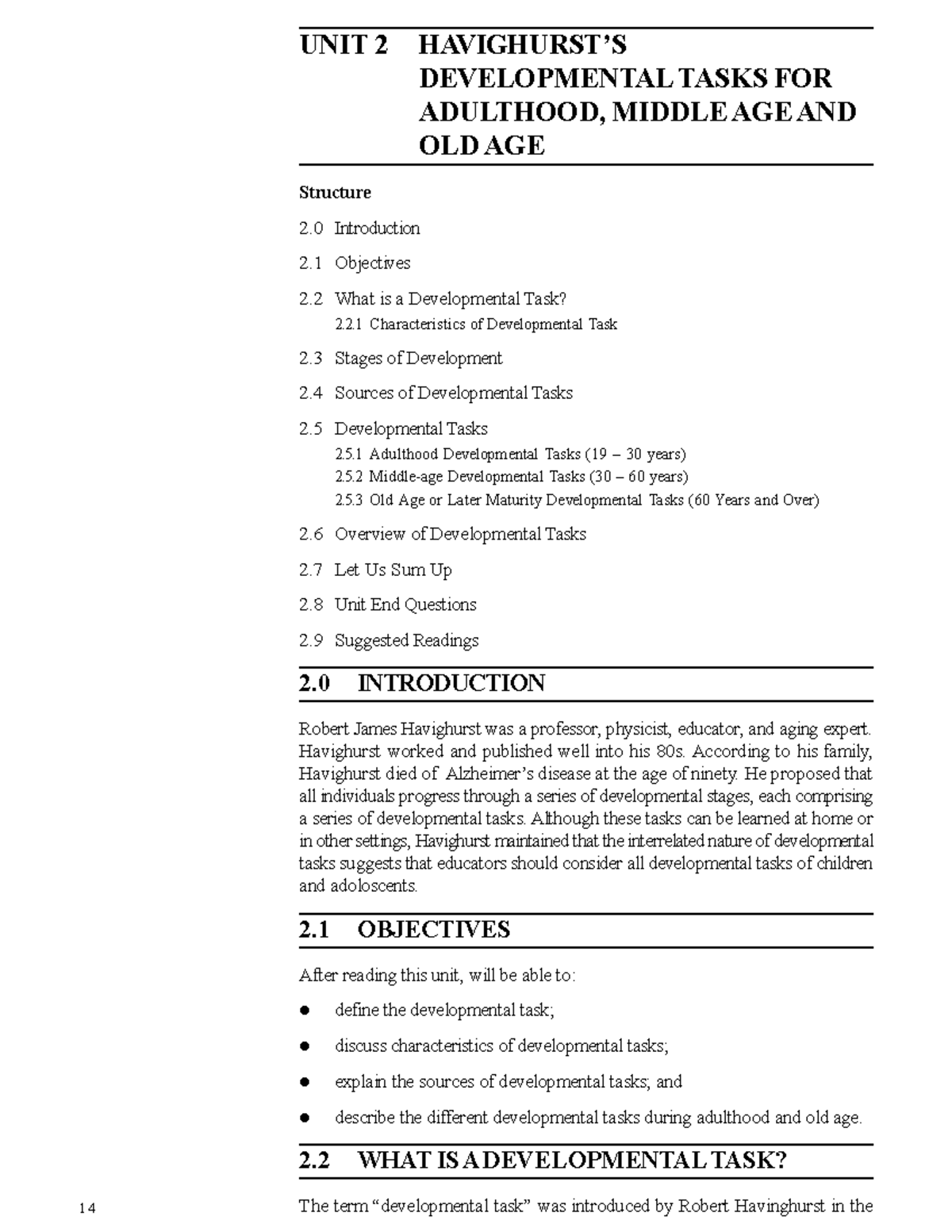 Developmental Tasks for Adulthood, Middle Age, and Old Age (IGNOU ...