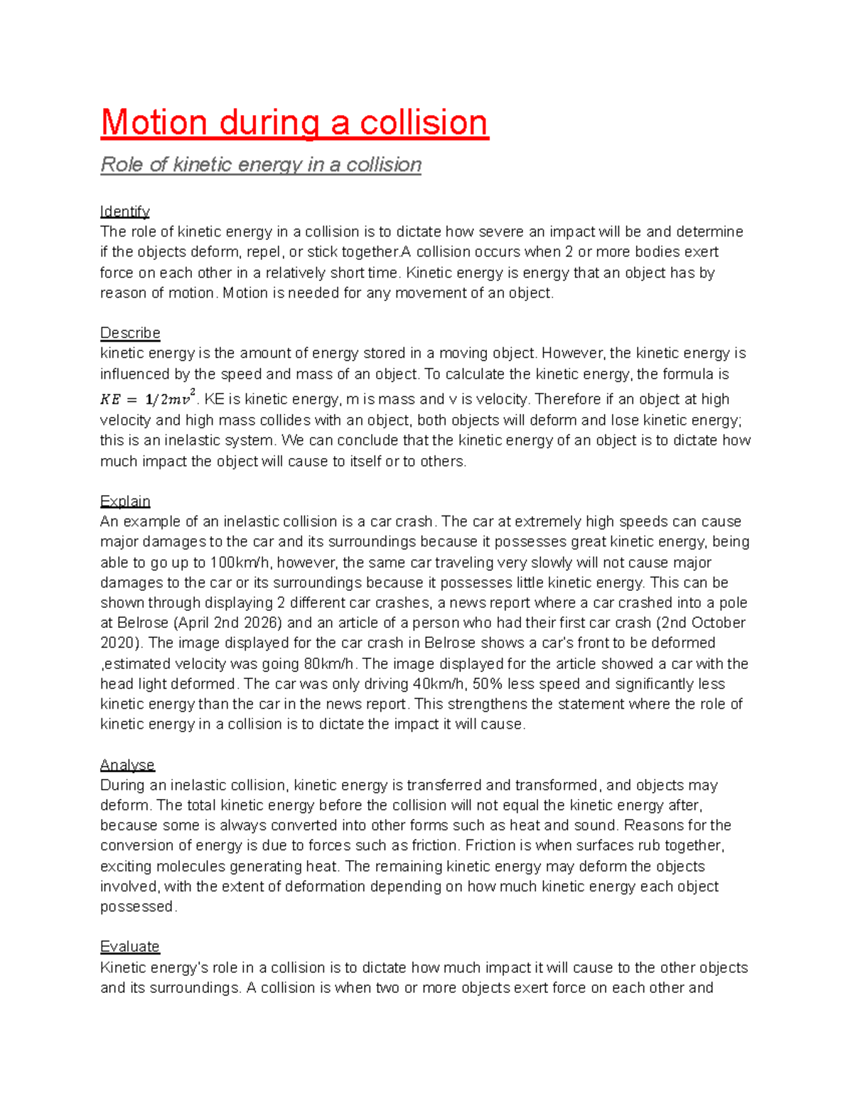 Kinetic Energy in Collisions: Understanding Impact and Safety Features ...