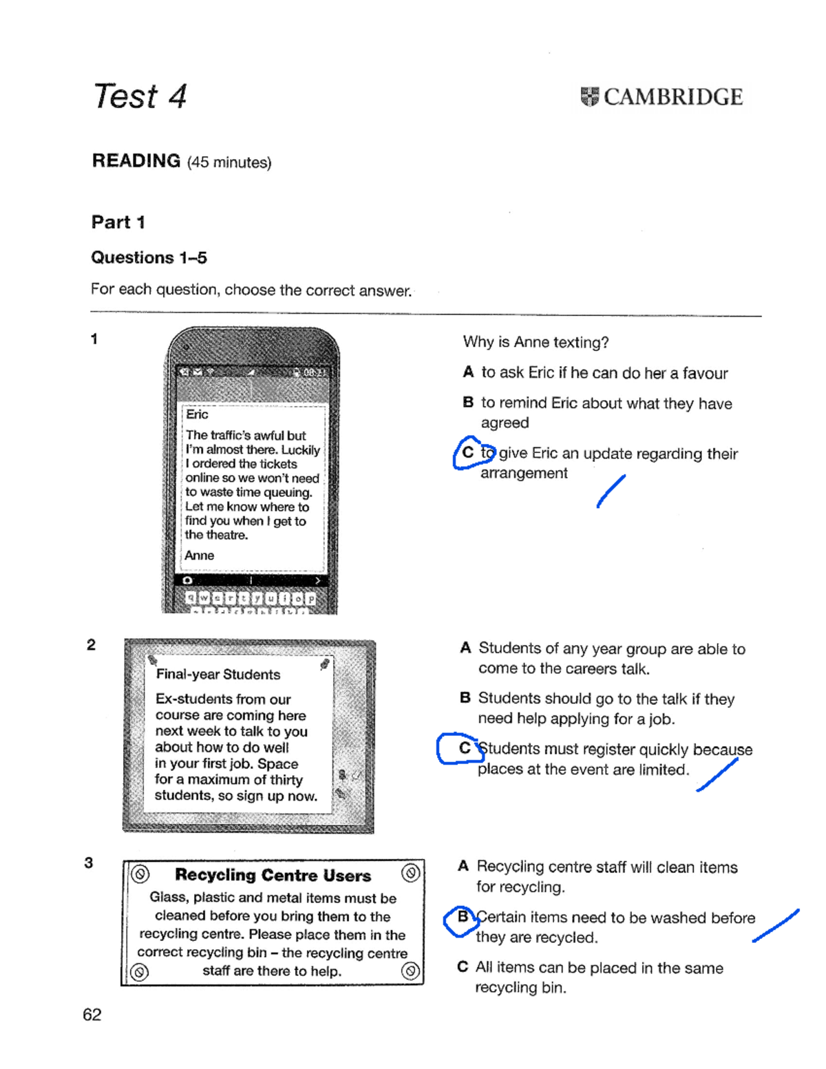 Nguyễn Văn Thuận - Test 4 Reading Comprehension Practice (B1) - Studocu