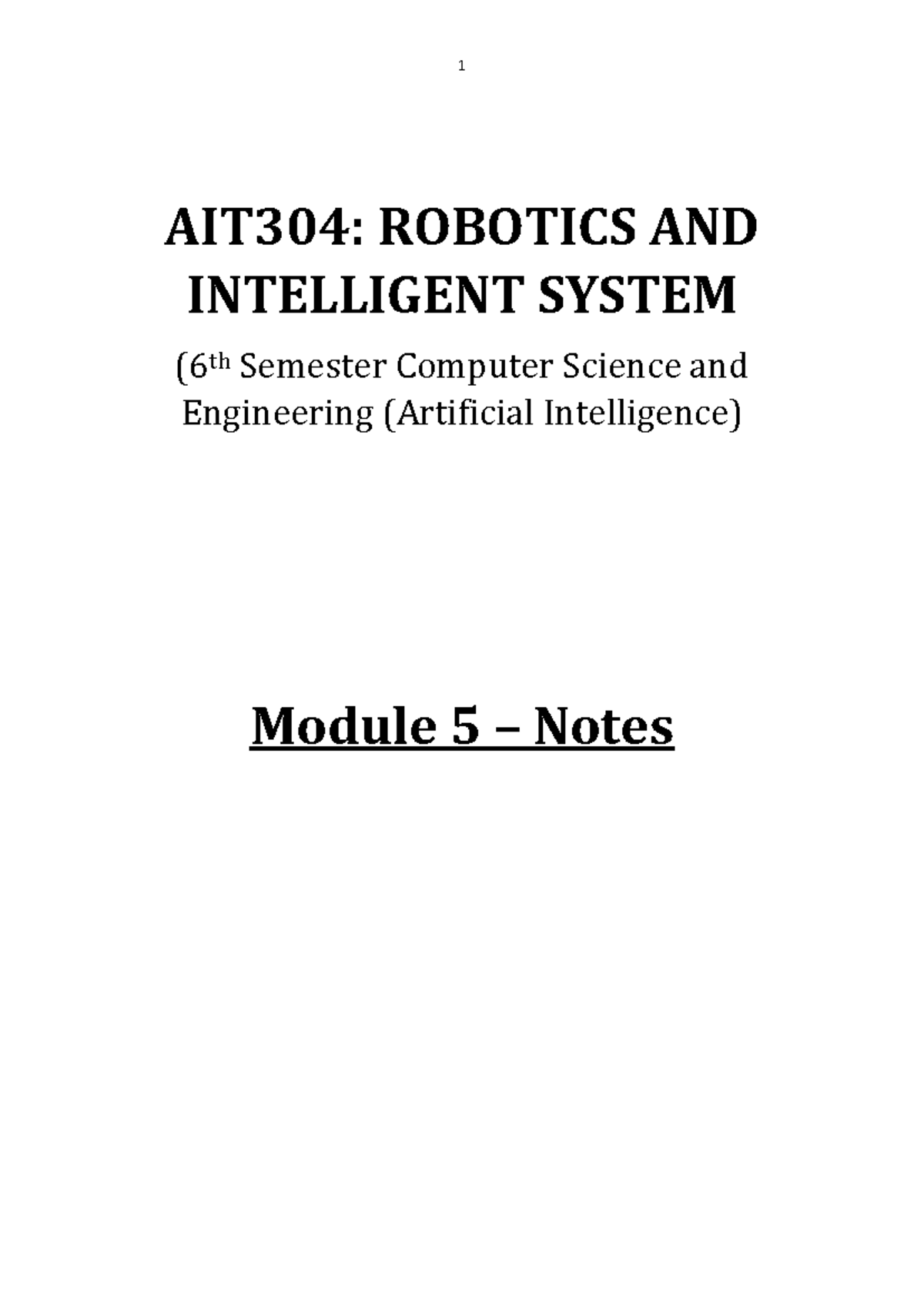 AIT304: Robotics and Intelligent Systems - Module 5 Notes - Studocu