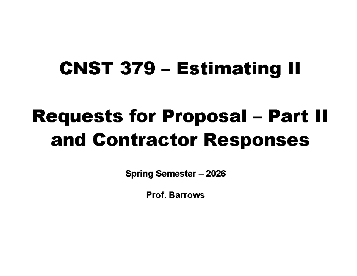 CNST 379 - Estimating II Lecture Notes - Studocu