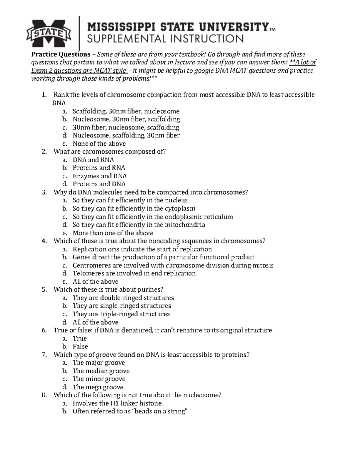 BIO 101 Exam 2 Practice Questions: MCAT Style Insights - Studocu