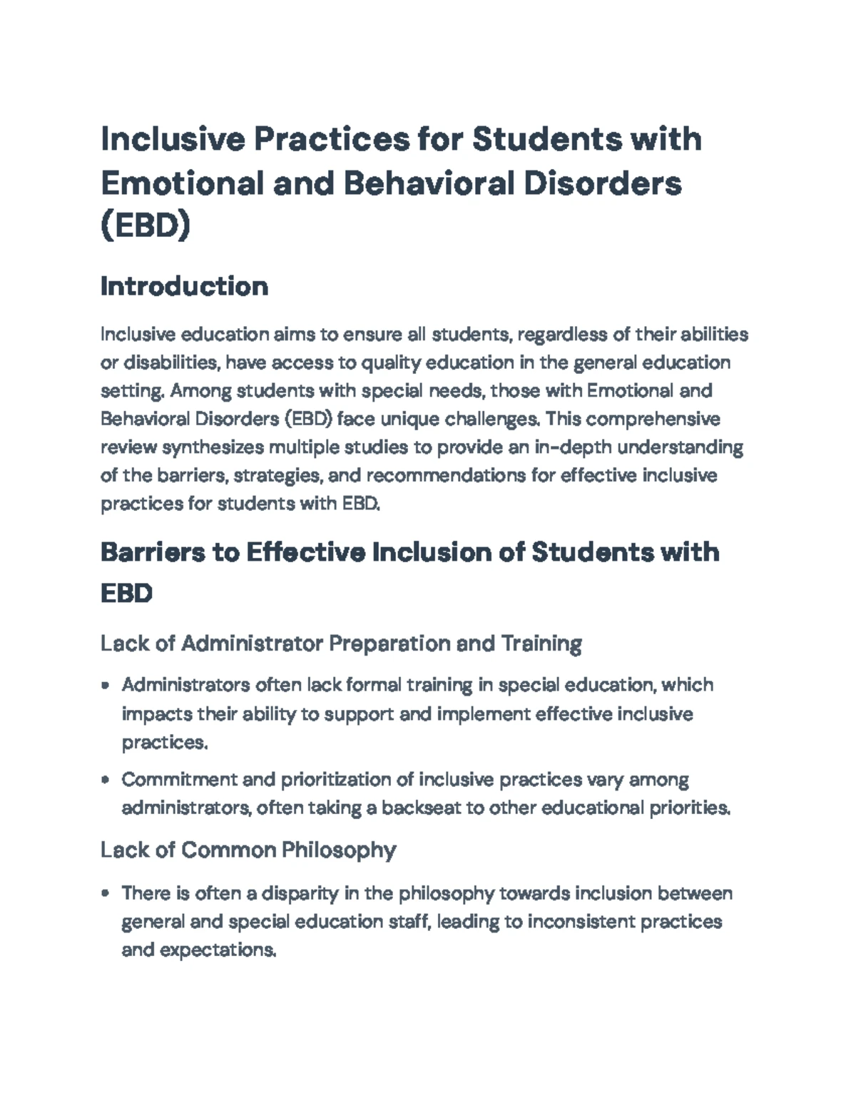 Evidence-Based Behavior Management Strategies for EBD Students: A ...