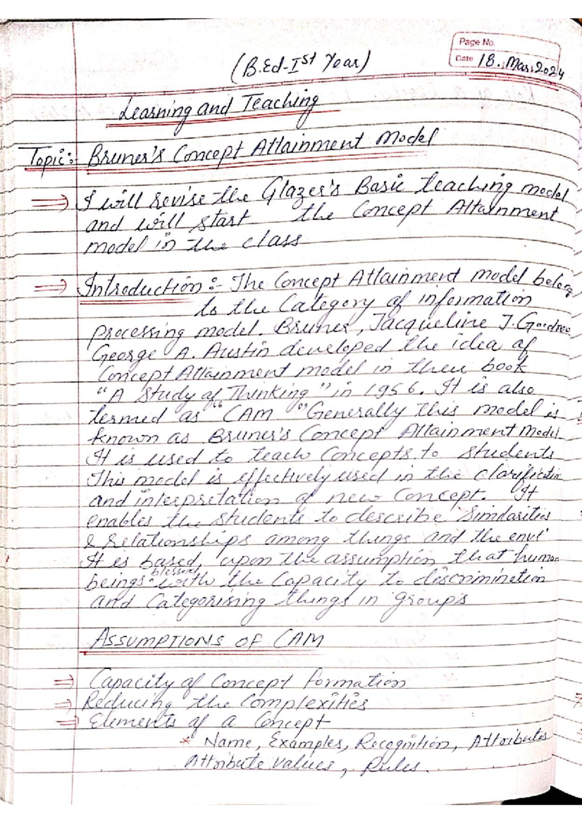 Brunar Model - Lecture Notes (Course Code: e e Nc) - Studocu