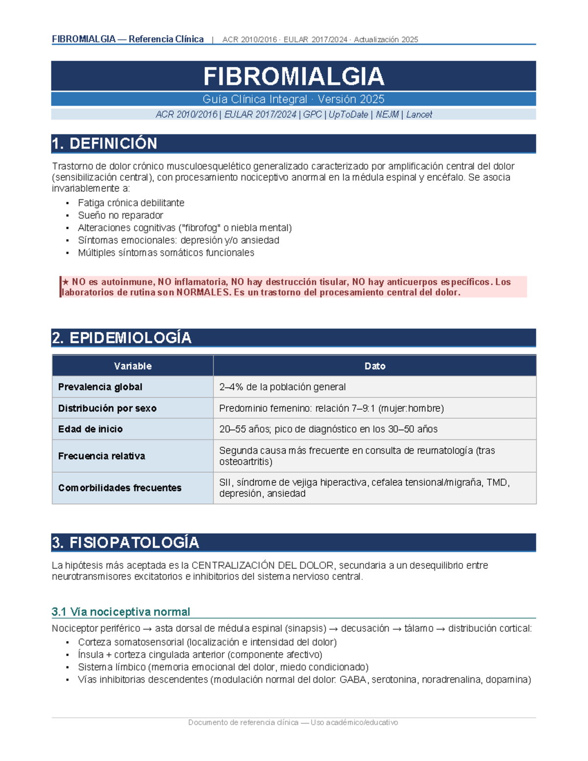 Guía Clínica de Fibromialgia ACR EULAR Actualización 2025 - Document Preview