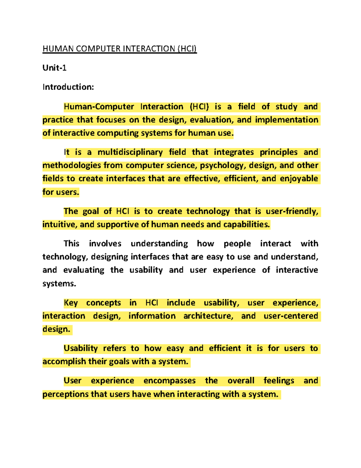 HCI Lecture Notes: Understanding Human-Computer Interaction - Studocu
