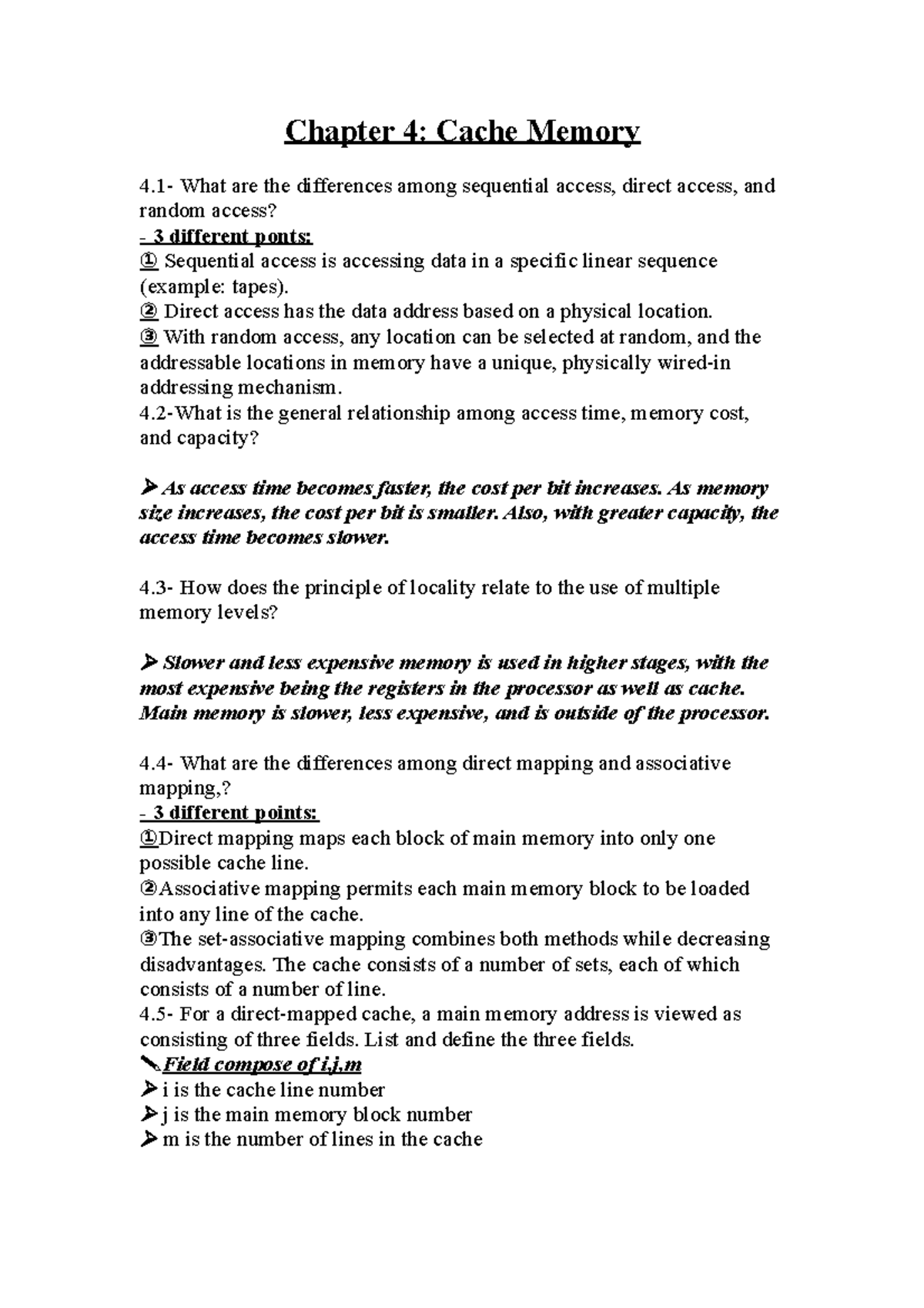 Chapter 4 - :)) - Chapter 4: Cache Memory 4- What are the differences ...