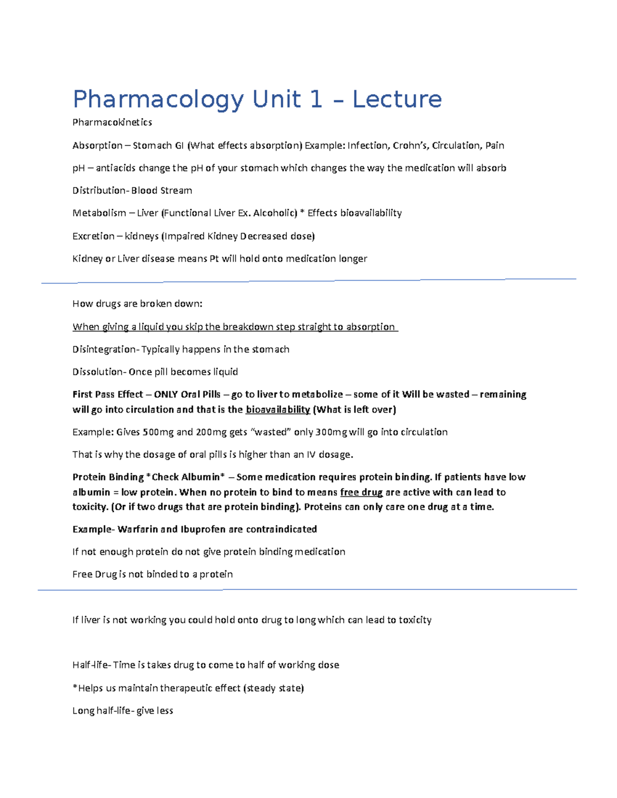Pharm 101 Comprehensive Review For Pharmacology Exam 1 Studocu