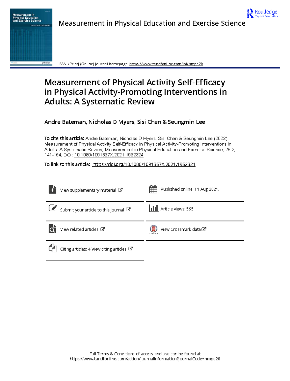 Systematic Review of Physical Activity Measurement Scales in Adults ...