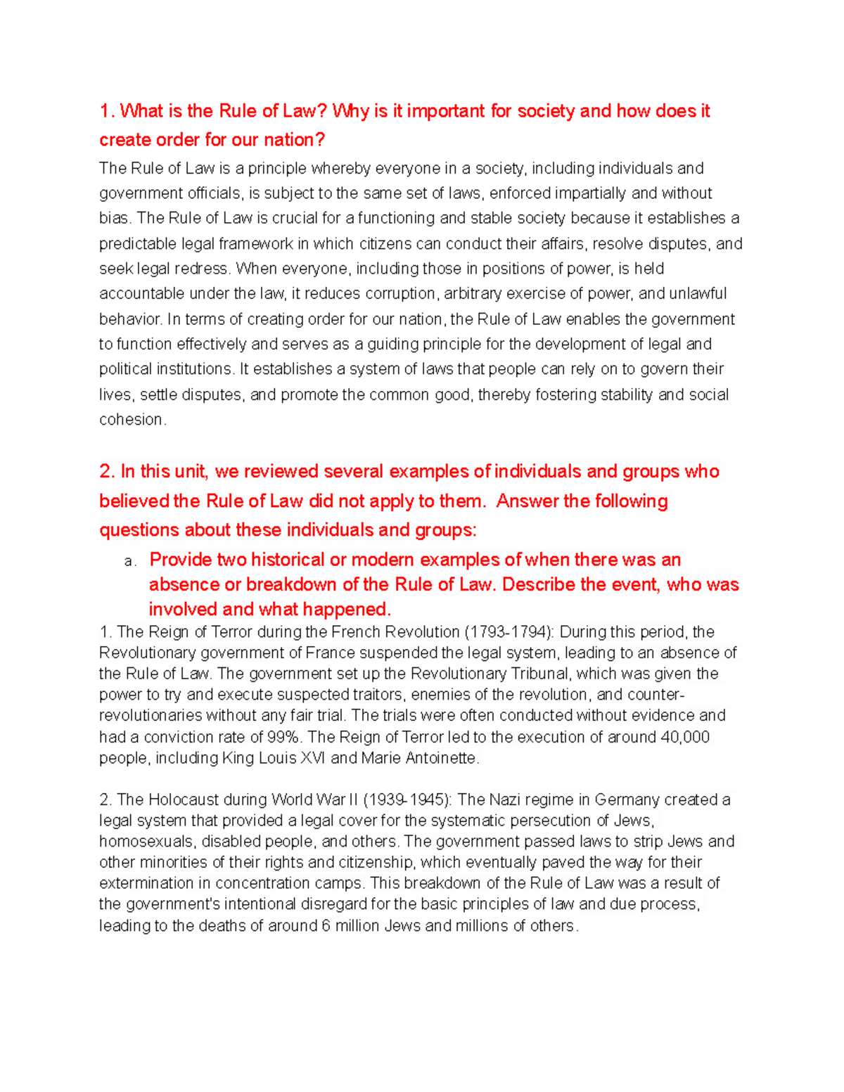 Activity 4.4.1 - The Crucial Role of the Rule of Law in Society - Studocu