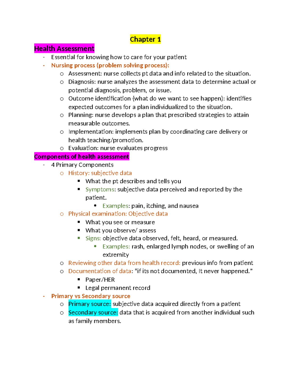 PA Exam 1 Study Guide: Key Notes on Health Assessment Practices - Studocu