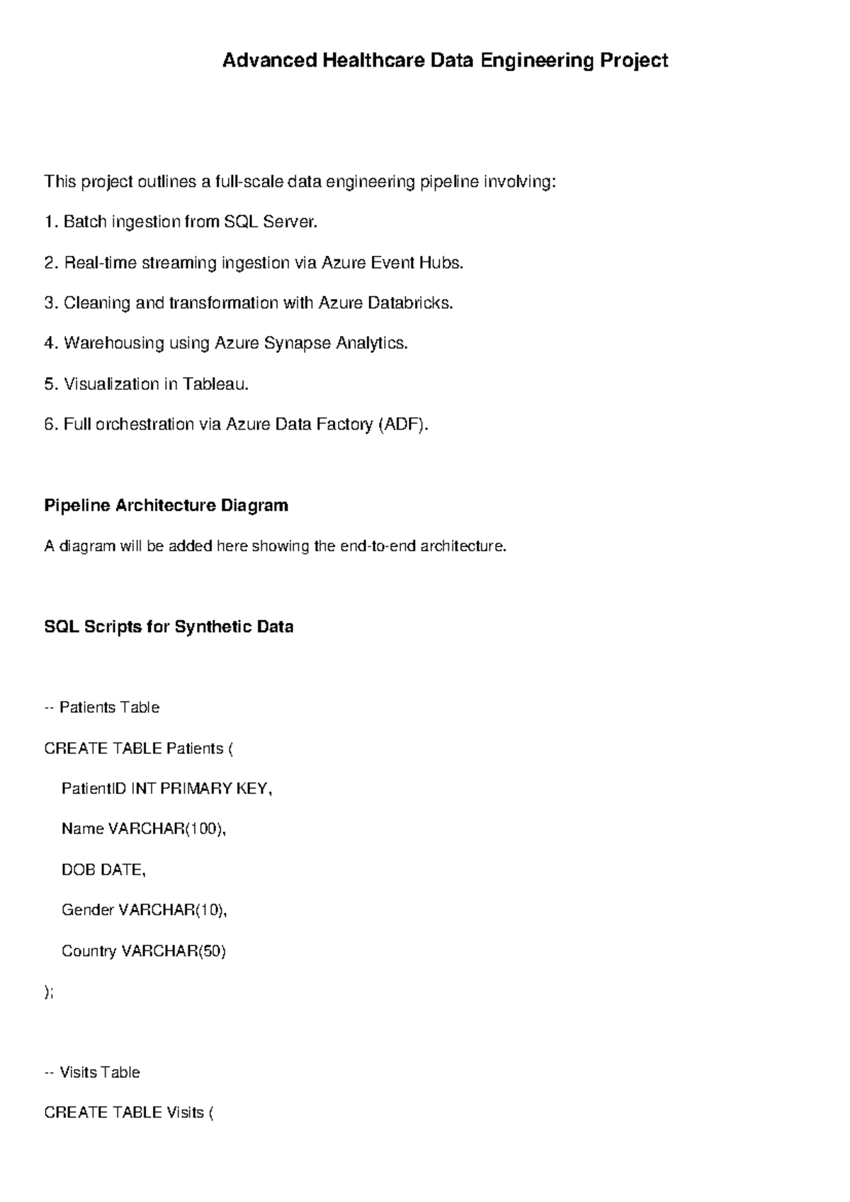 Advanced Healthcare Data Engineering Project Overview - Studocu