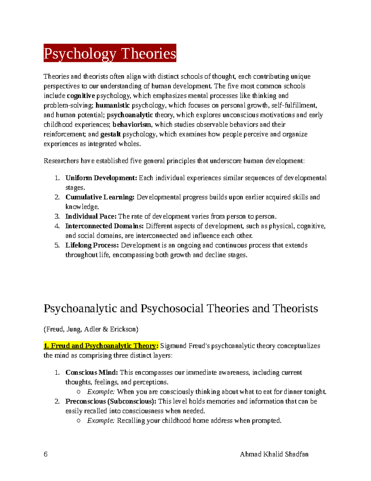 Psychology Theories: Key Concepts and Theorists Overview (TÂM LÝ) - Studocu
