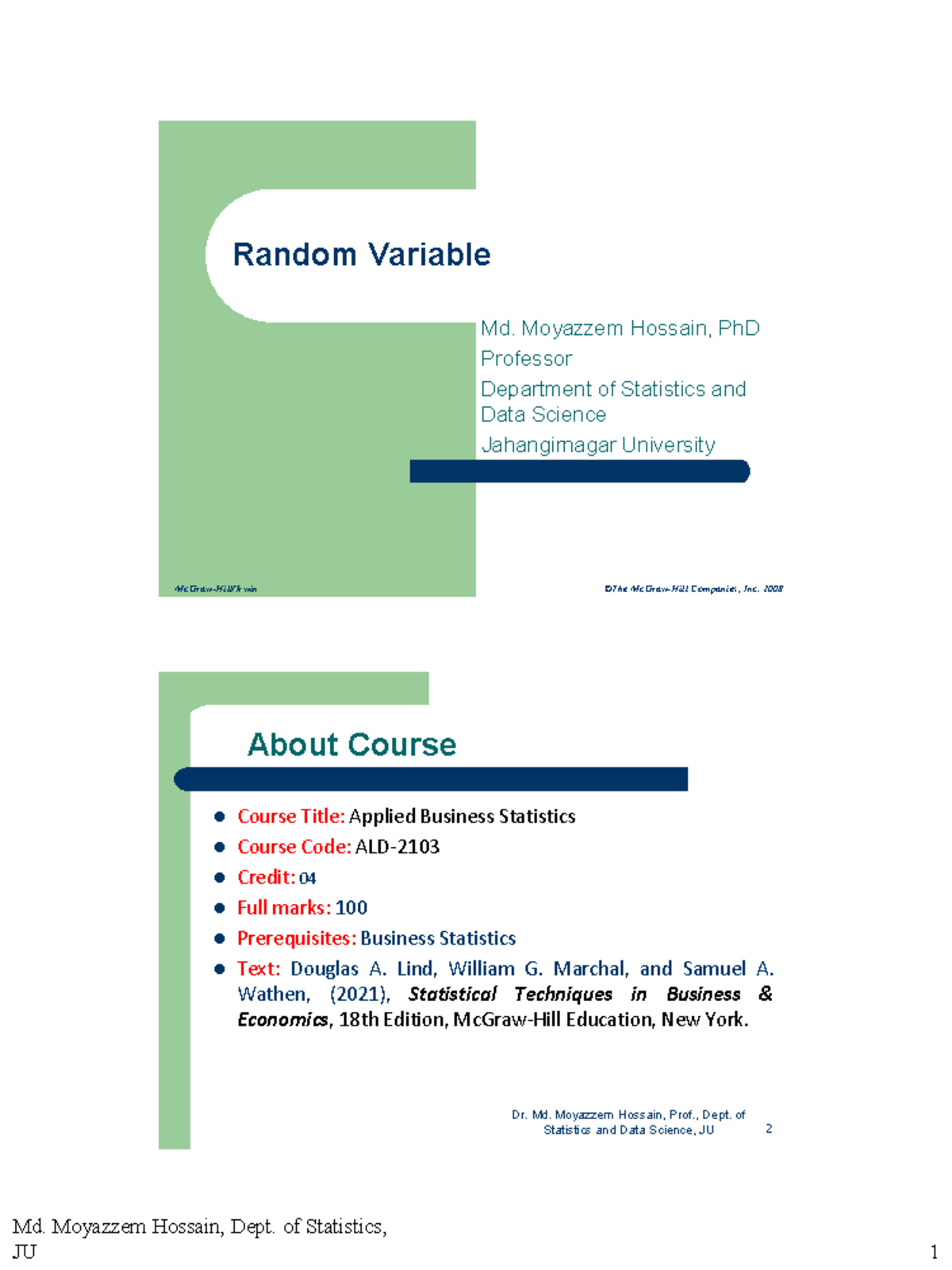 L 1 Random Variable - Lecture Notes for Applied Business Statistics ...