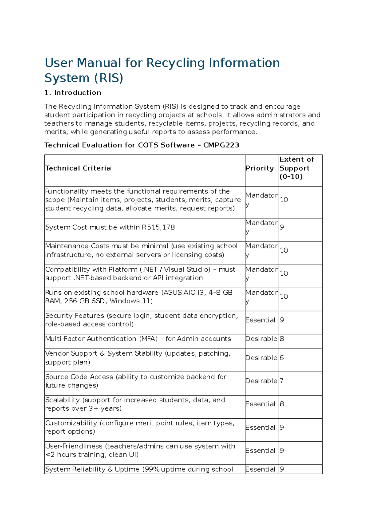 Recycling Information System (RIS) User Manual: Overview & Features ...