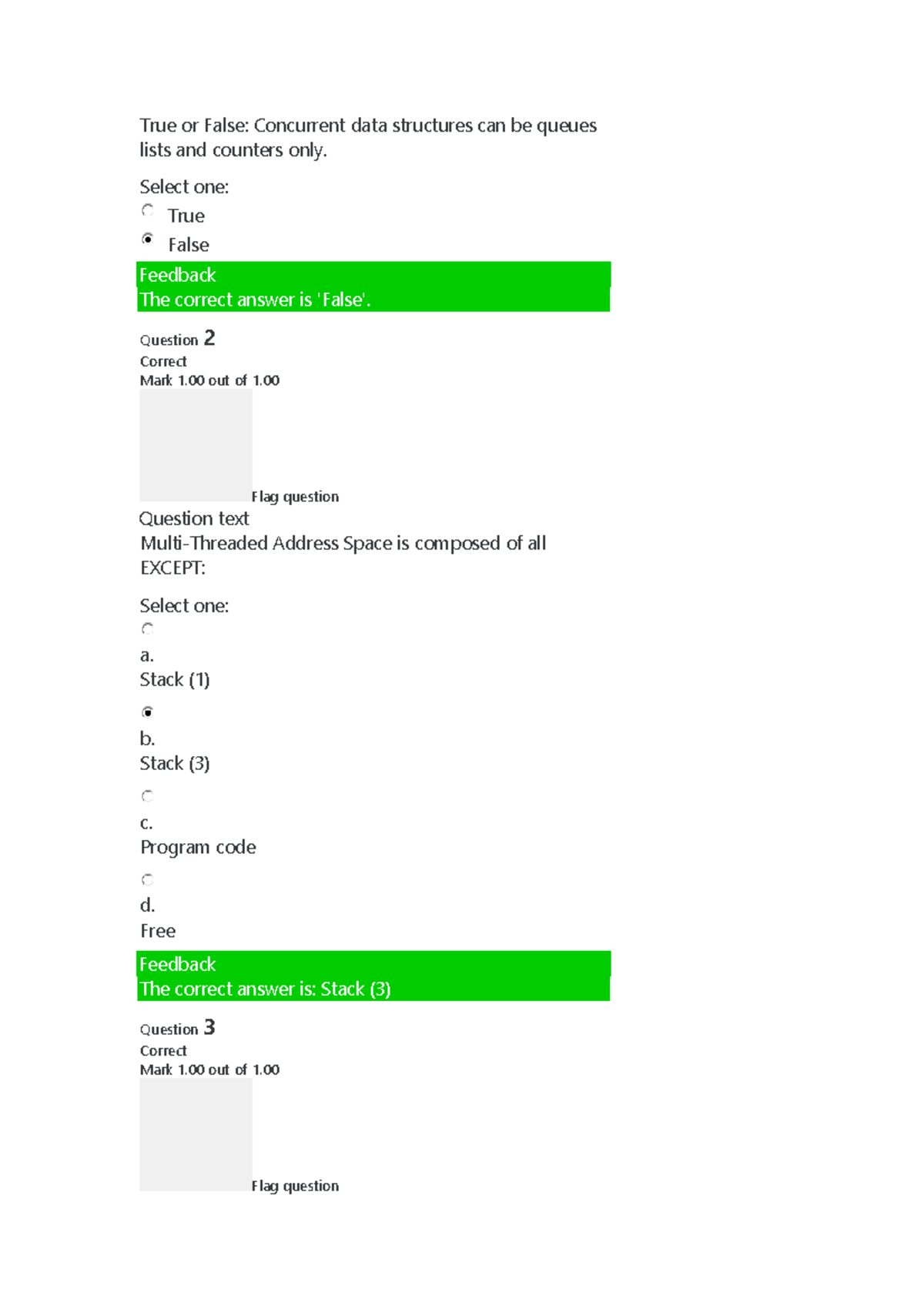 Graded Quiz 3 - CS 3307: Concurrent Data Structures and Multithreading ...