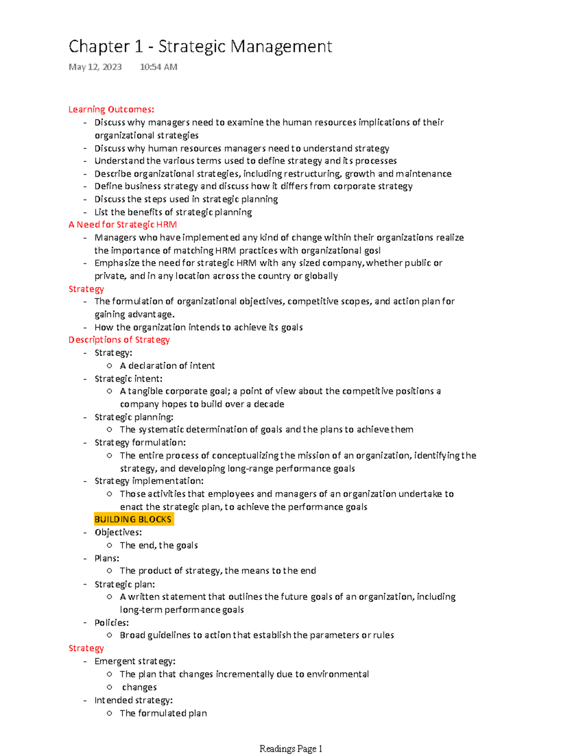 Chapter 1 - Strategic Management Lecture Notes - Studocu