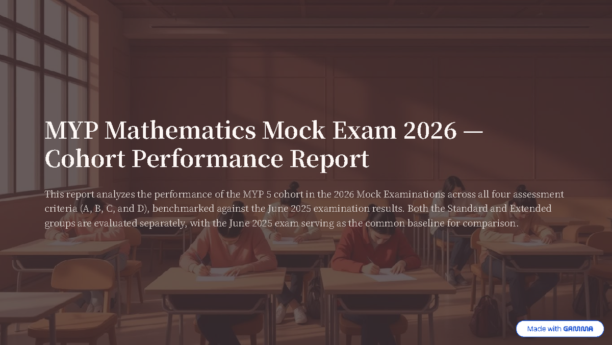 MYP 5 Mathematics Mock Exam Performance Report 2026 Analysis - Studocu
