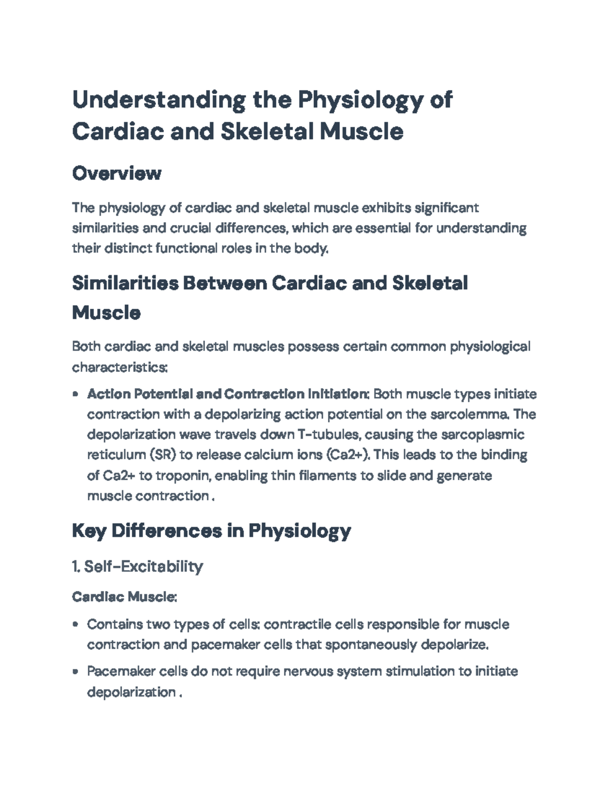 Physiology of Cardiac & Skeletal Muscle: Key Differences (BIO 101 ...