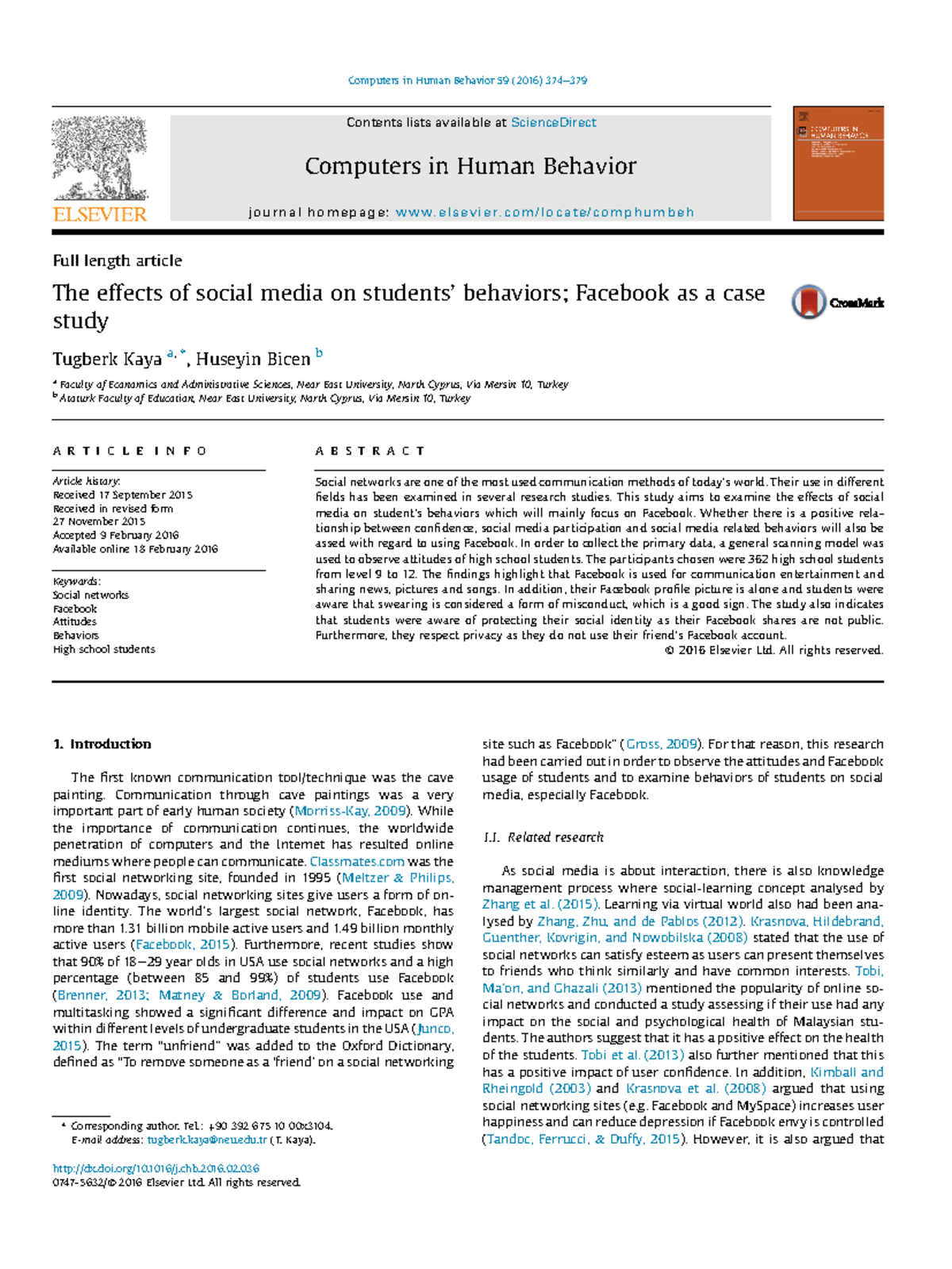 The Influence of Social Media on Student Behavior: Facebook Insights ...