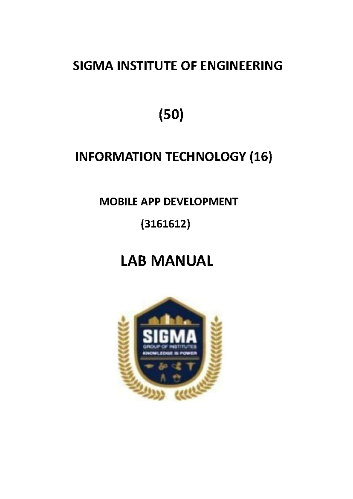 New MAD Practical Lab Manual (3161612) for Mobile App Development - Studocu