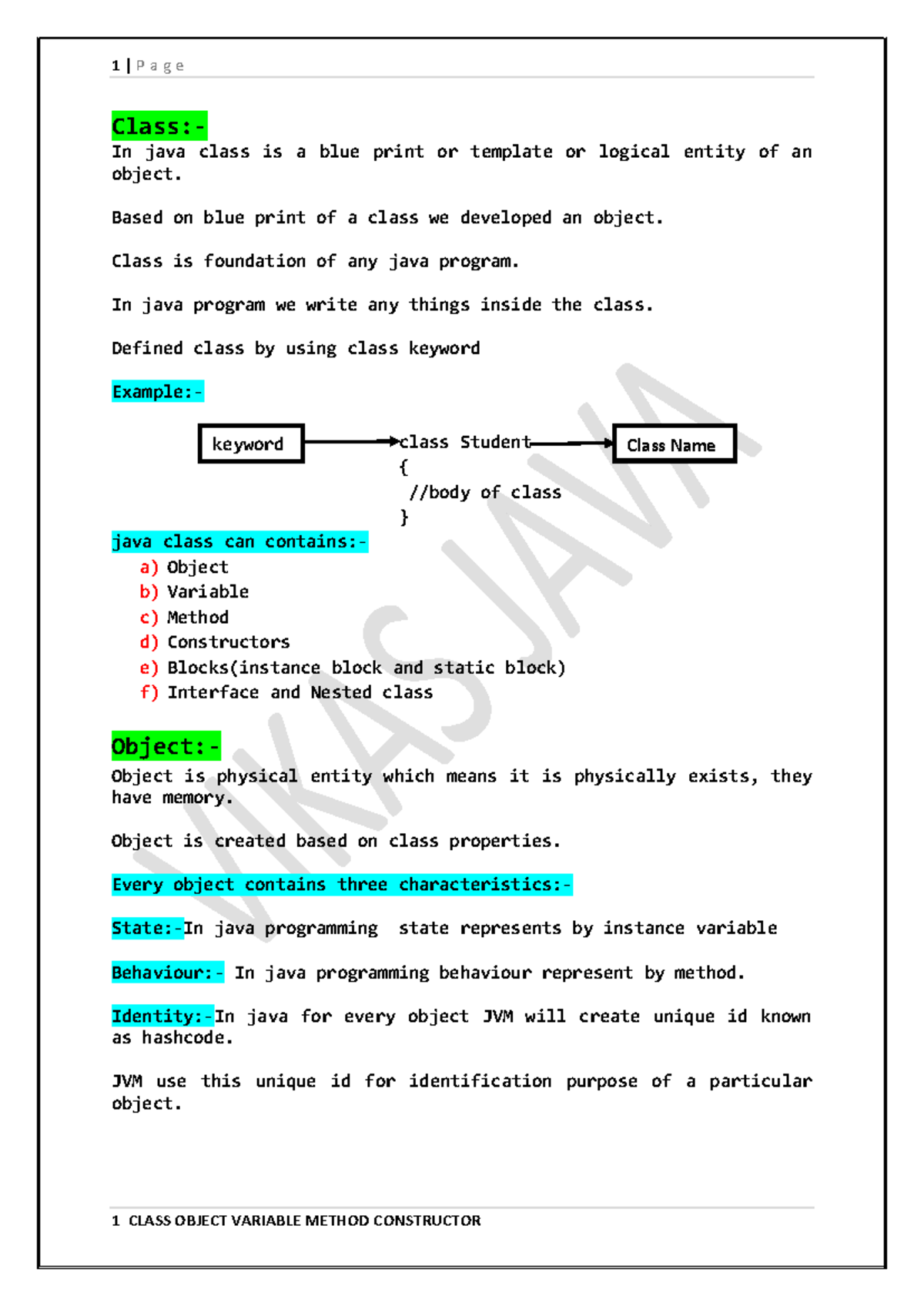 Java Notes: Understanding Classes, Objects, Variables, and Methods ...