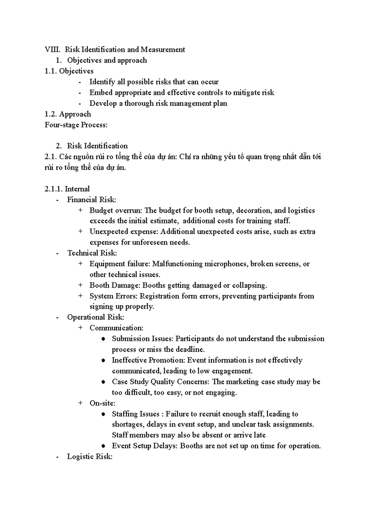 Risk Identification and Measurement: Objectives and Strategies for ...