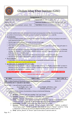 CS112L: Object Oriented Programming Lab Manual and Guidelines - Studocu image.