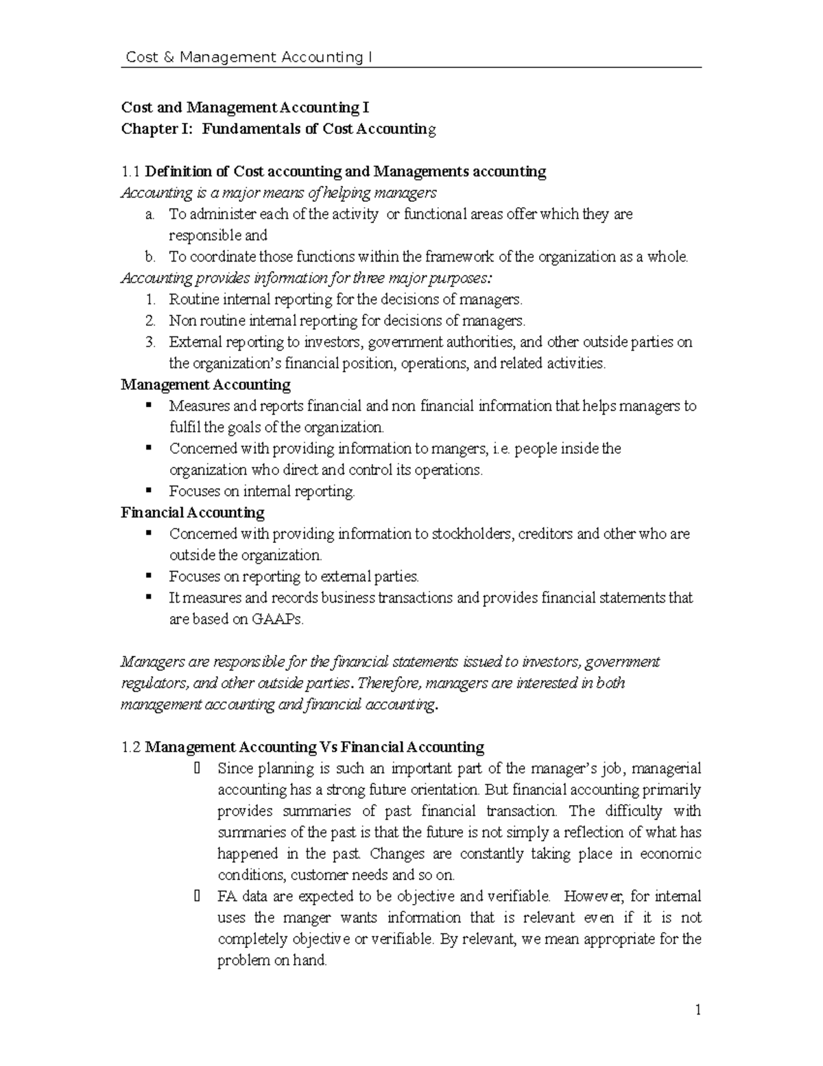 Cost and management accounting lecture - Cost and Management Accounting ...
