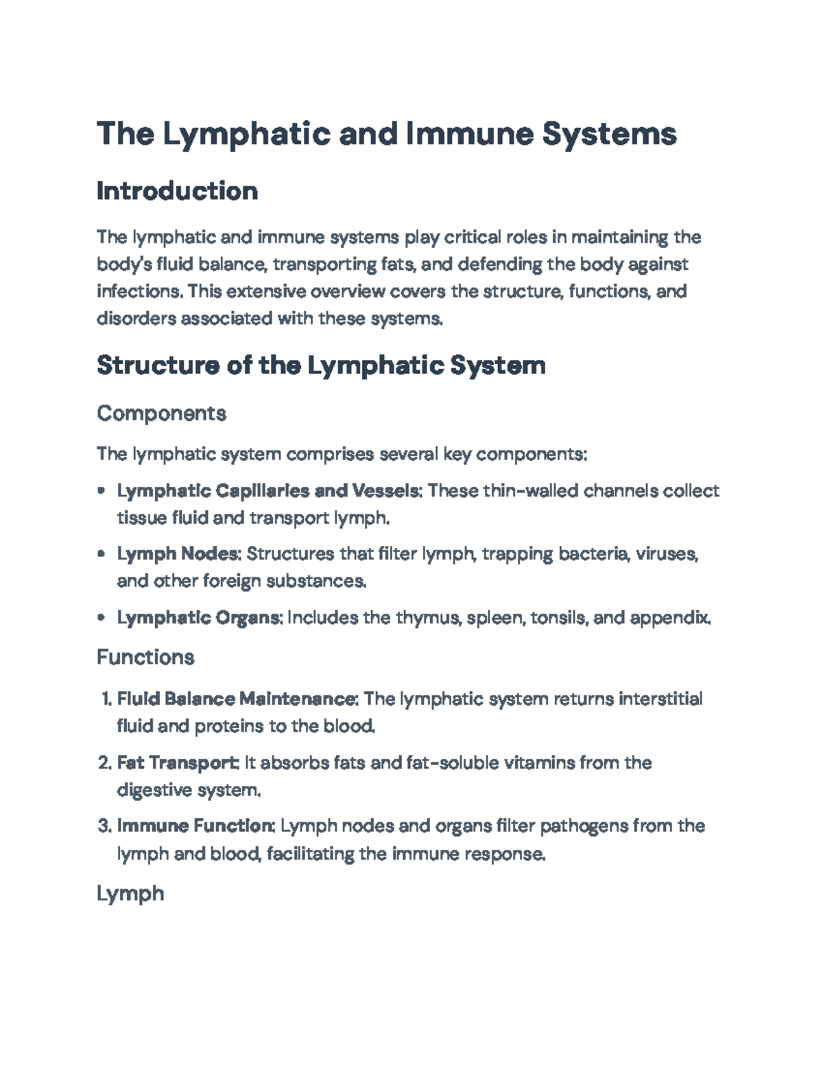 Lymphatic and Immune Systems Overview - Key Functions and Disorders ...