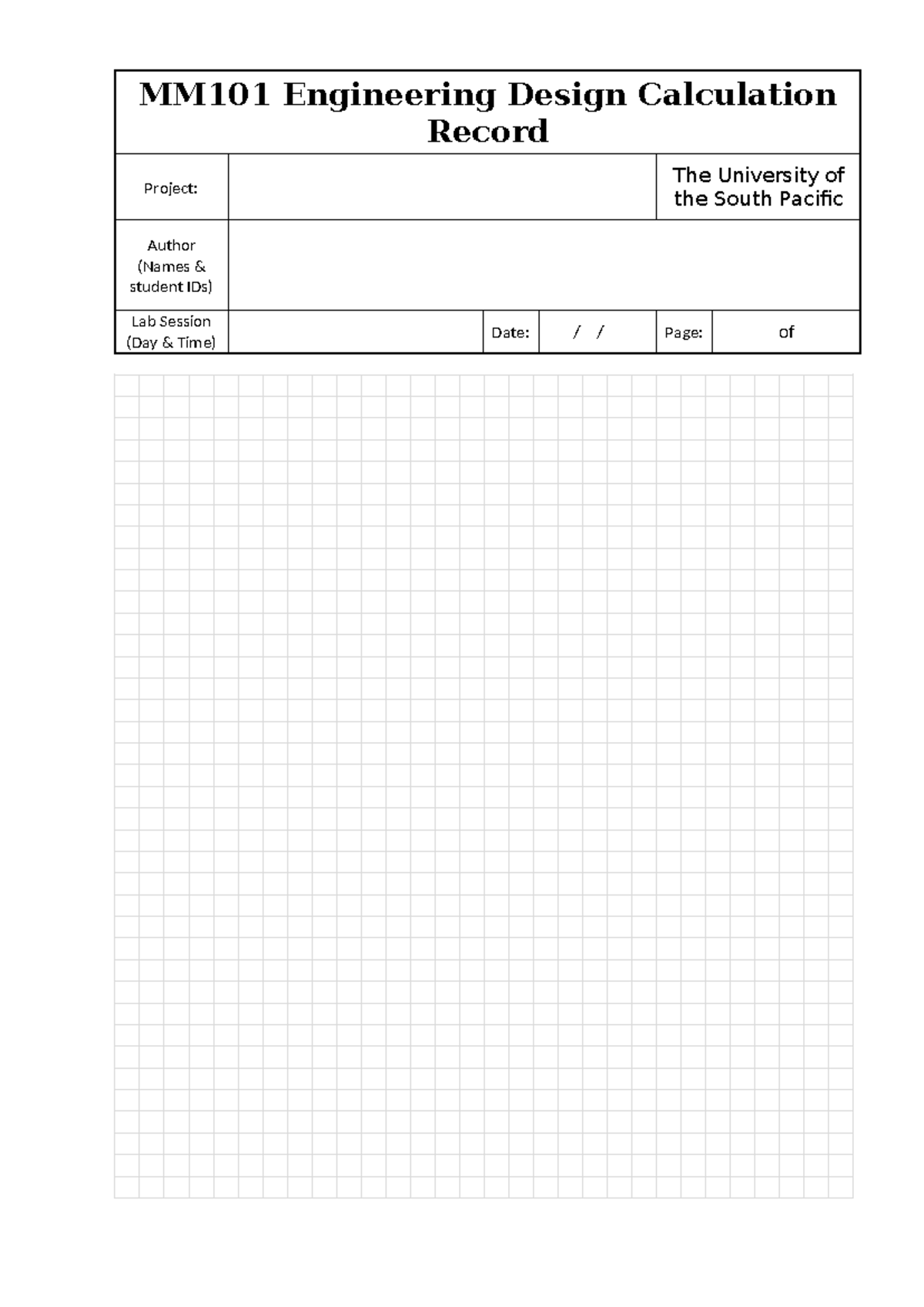 Calculation sheet updated 2025 - MM101 Engineering Design Calculation ...
