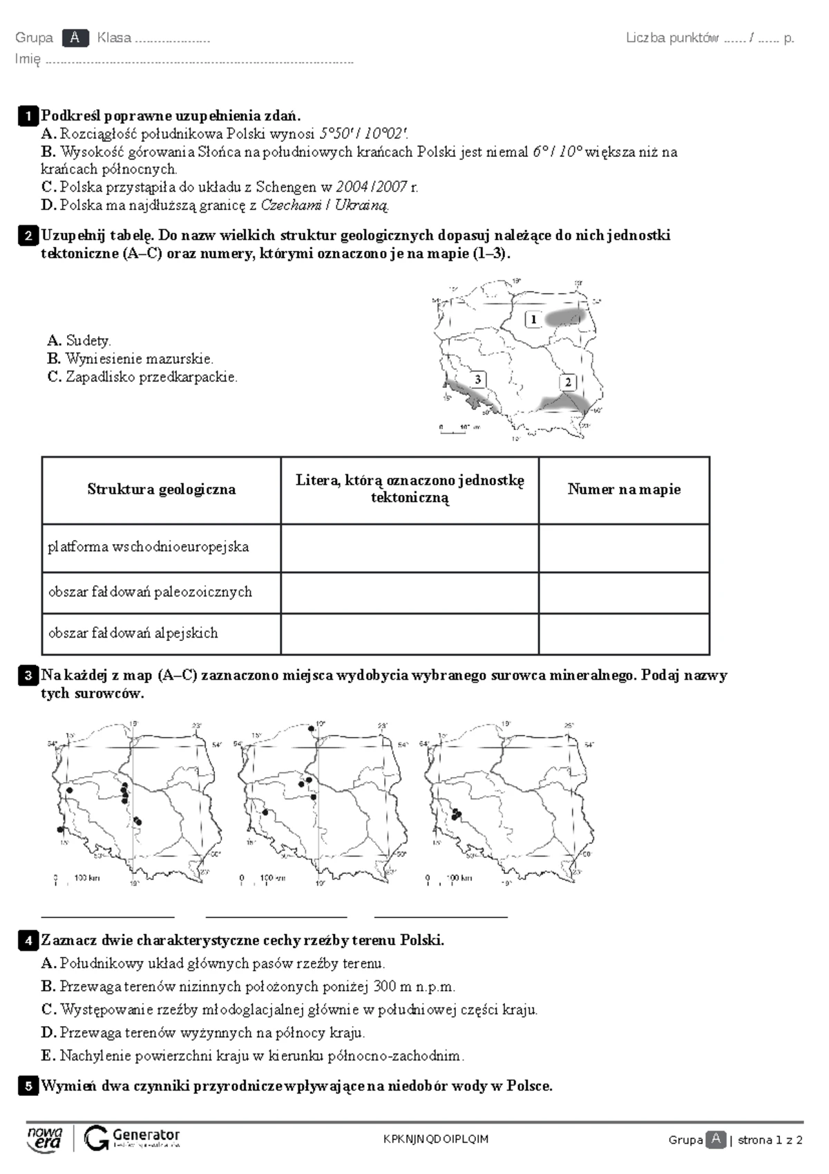 Sprawdzian Z Geografii Z 2 Rodzaju Gimnazjum 2 www.studocu.com