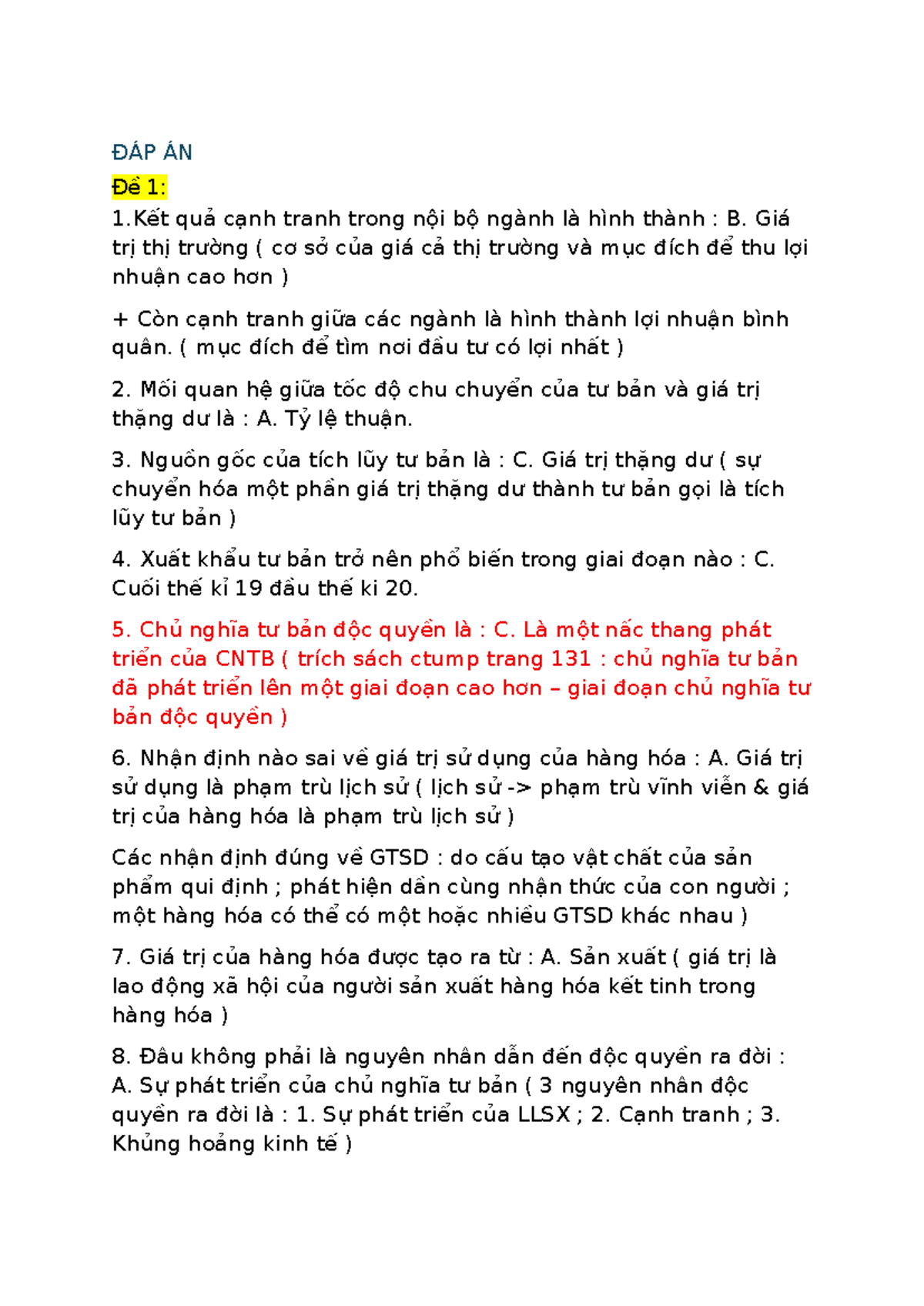 Kinh Tế Chính Trị: Đề Cô Tuyết - Giải Đáp Câu Hỏi Quan Trọng - Document Preview