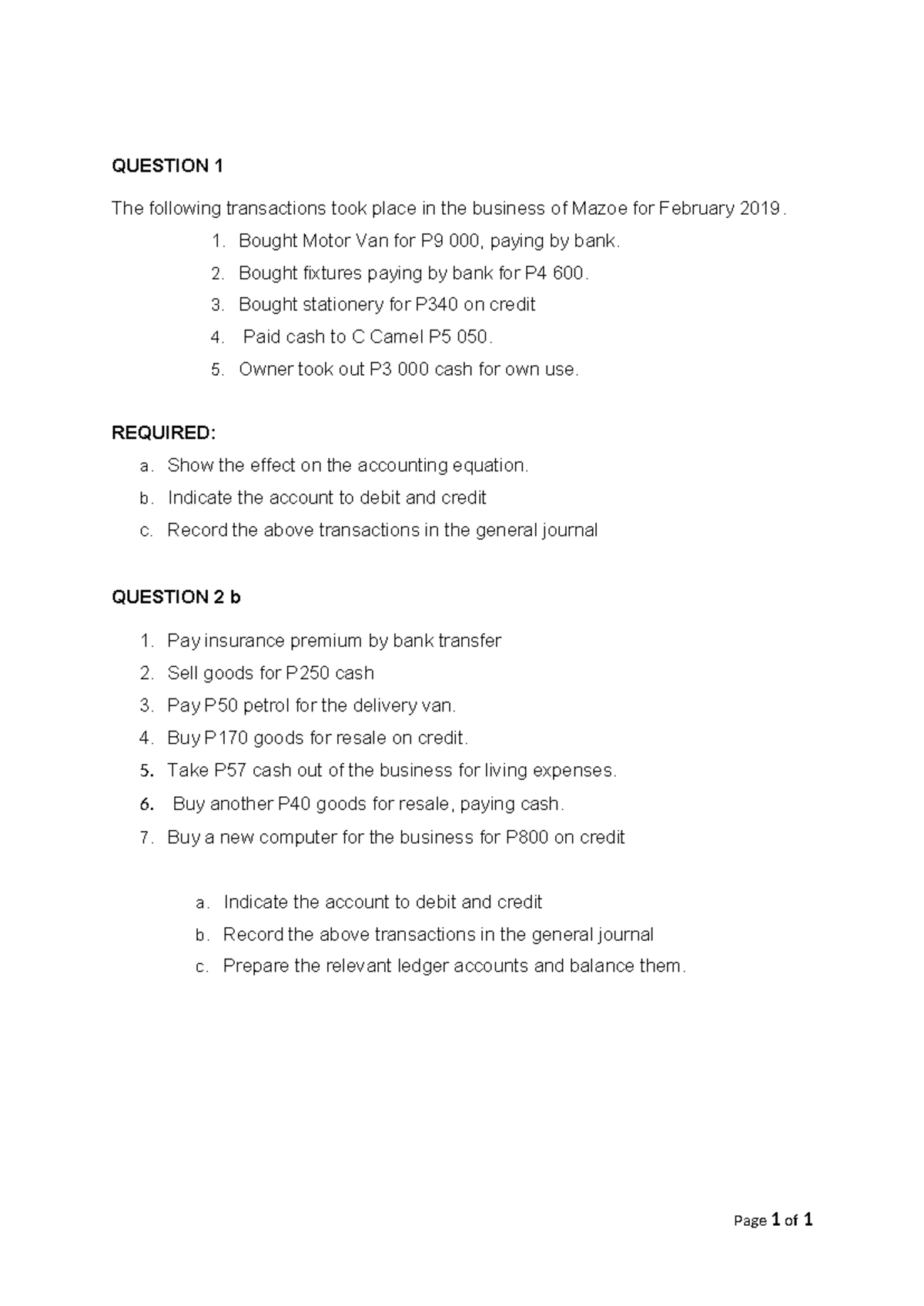 Tutorial 3 & 4: Double Entry & Accounting Equation Exercises - Studocu