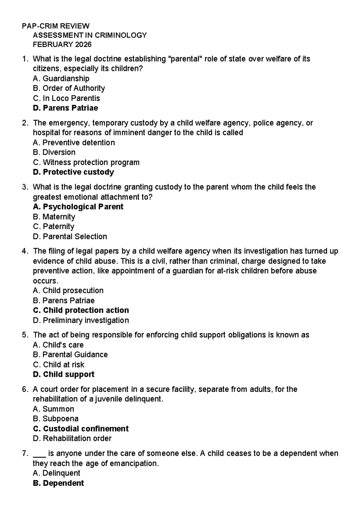 REVIEWER FOR CRIMINOLOGY AREA MOCKBOARD FEBRUARY 2026 - Studocu