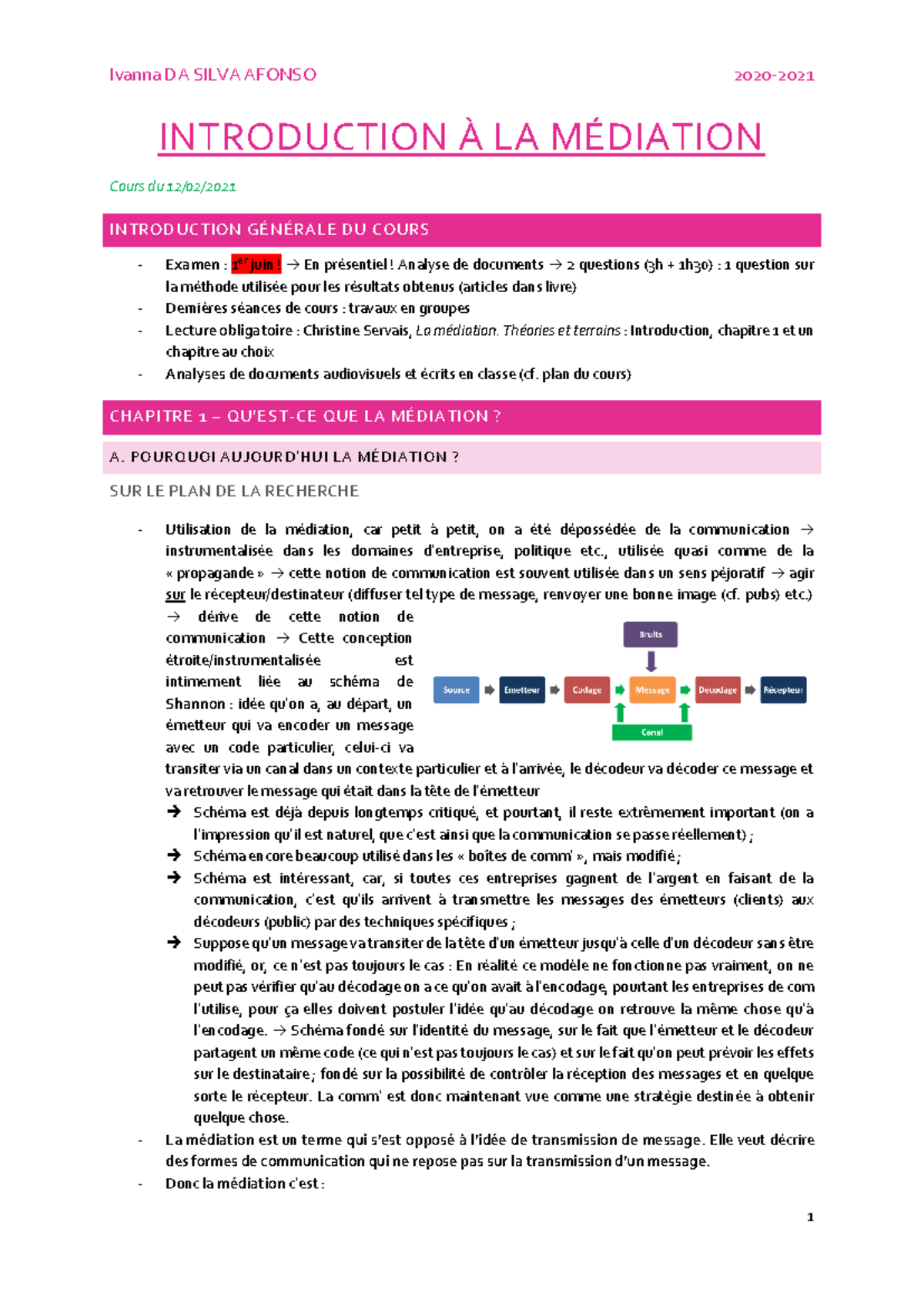 Introduction à la médiation - Cours S.I.C - Examen final 2023 - Studocu