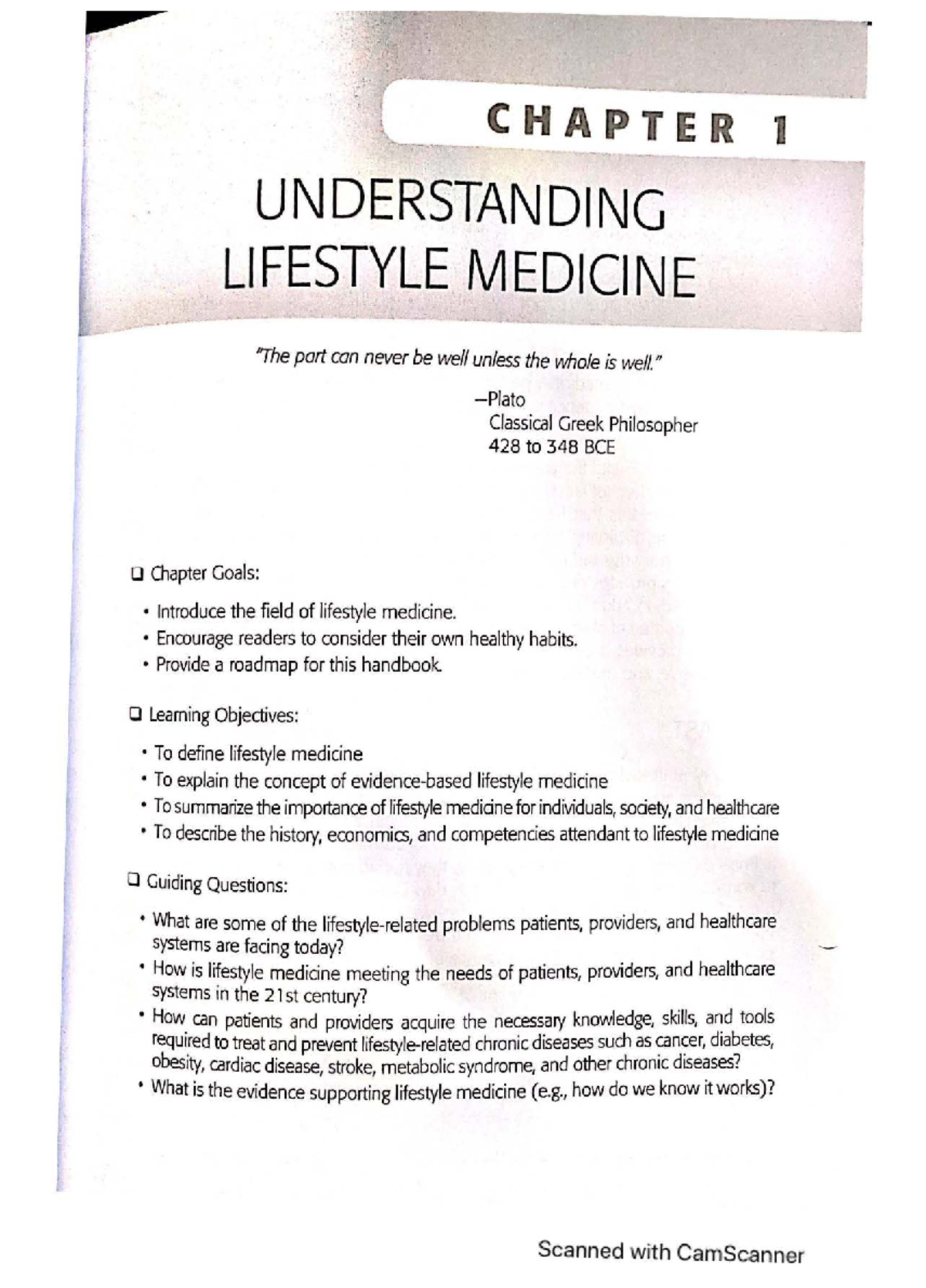 Lifestyle Medicine Handbook: Chapter 1 Overview and Key Concepts - Studocu