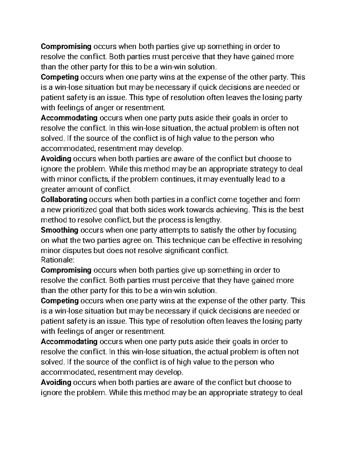 Compromising - Both parties must perceive that they have gained more ...